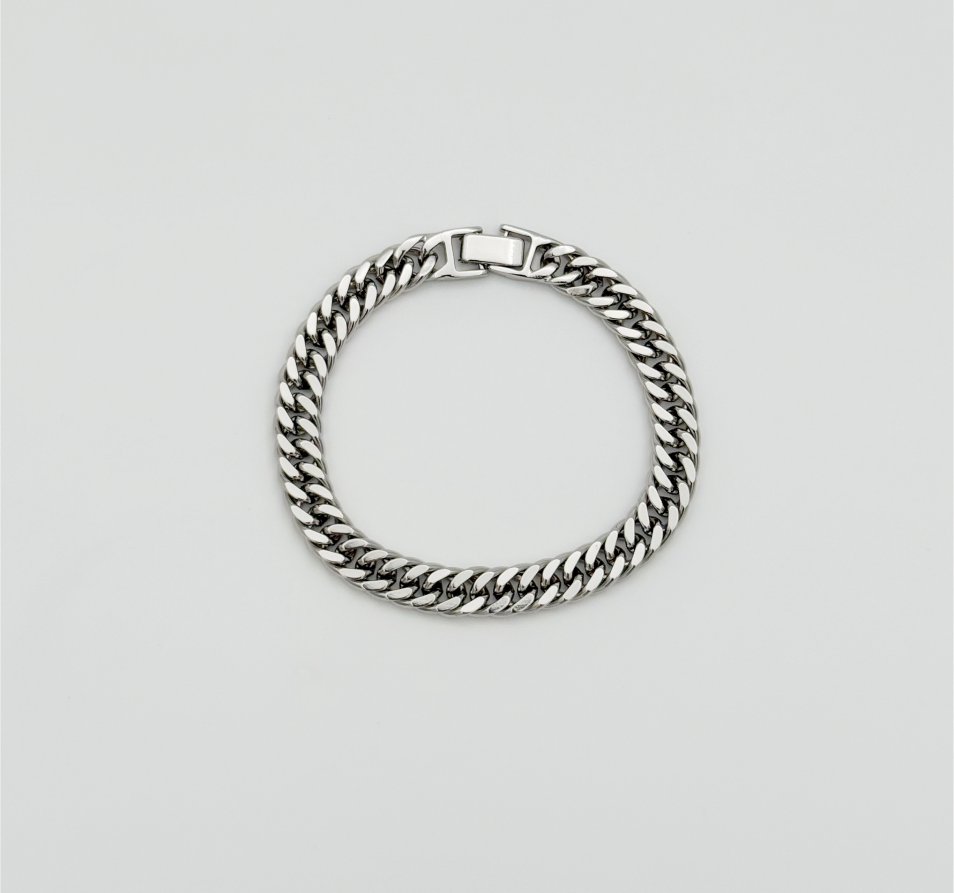 White Gold Plated Sık Sıralı Orta Boy Gurmet Bileklik