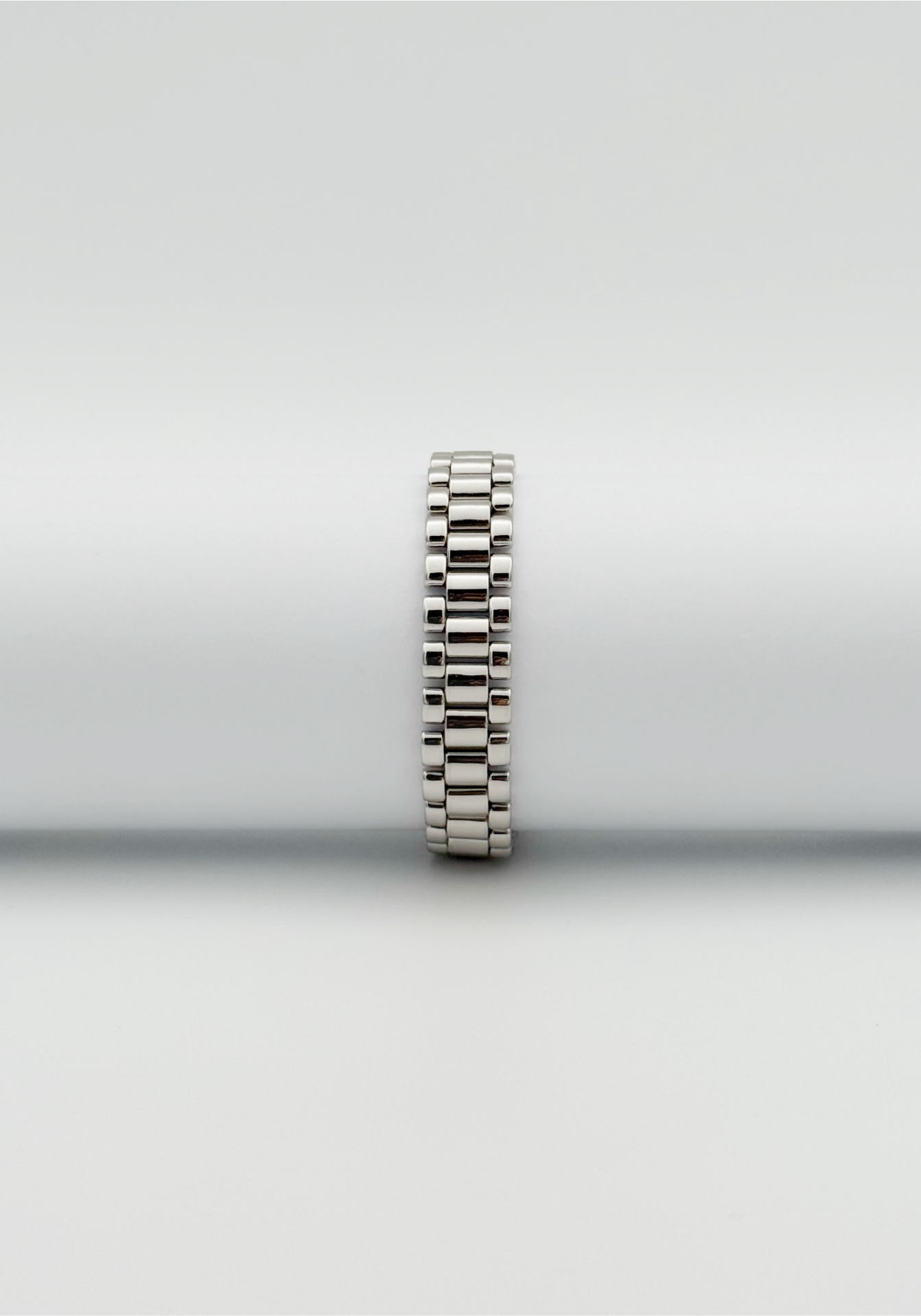 White Gold Plated Straight Road Bileklik