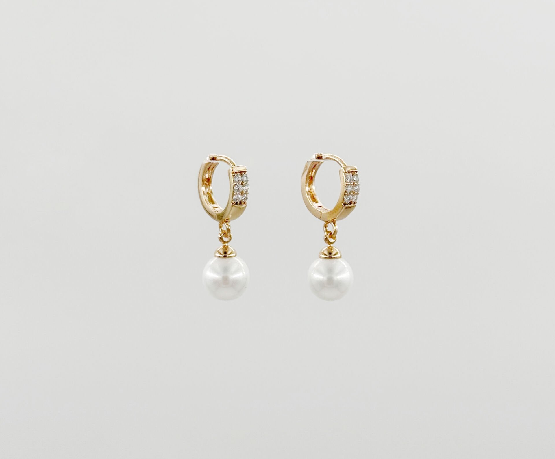 18K Gold Plated Mini Pearl Drop Küpe