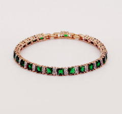 18K Rose Gold Plated Antique Green Su Yolu Bileklik