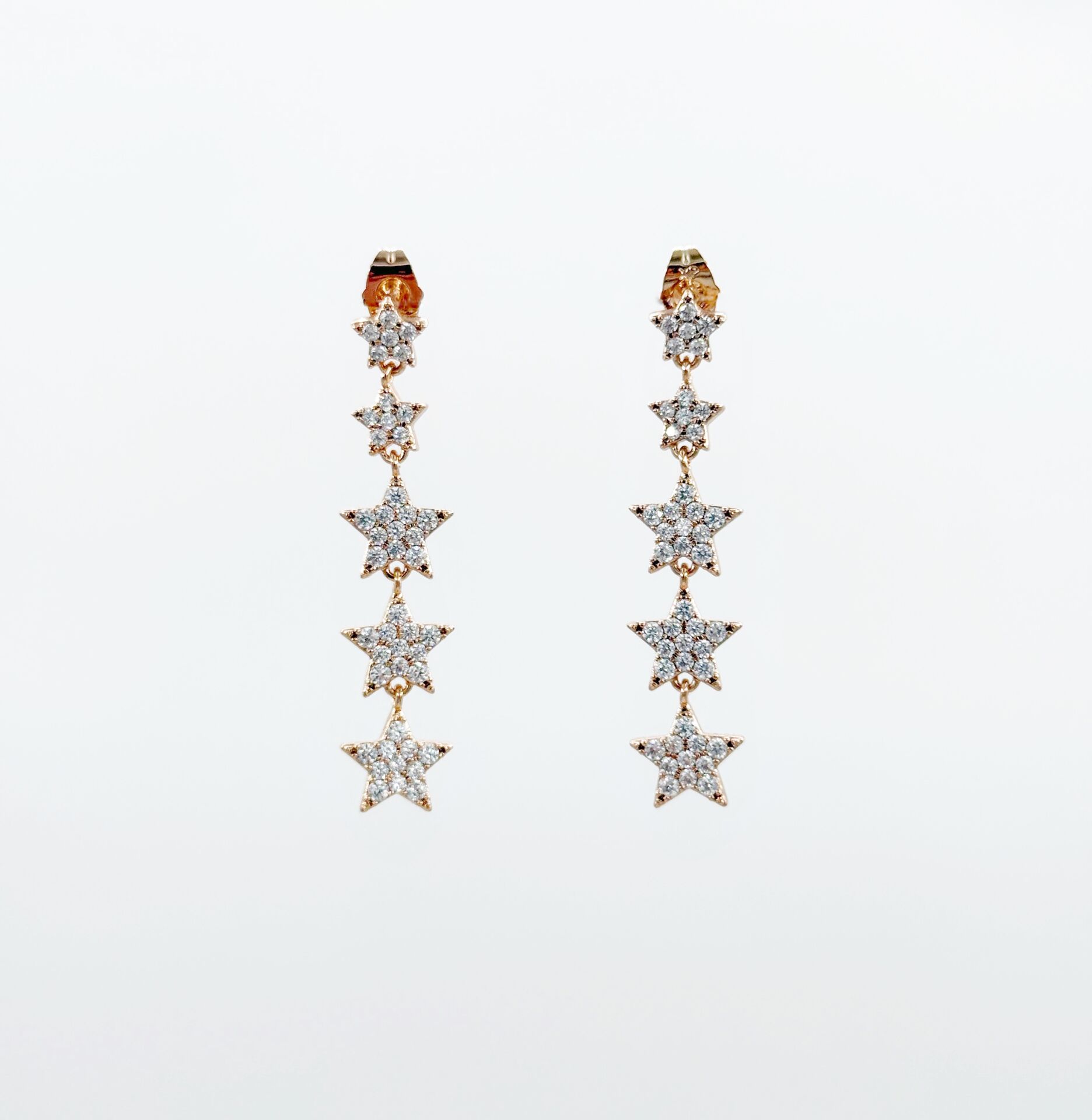 18K Rose Gold Plated Shining Star Drop Küpe