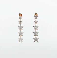 18K Rose Gold Plated Shining Star Drop Küpe