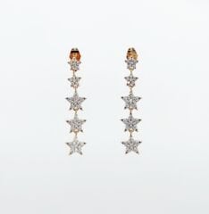 18K Rose Gold Plated Shining Star Drop Küpe