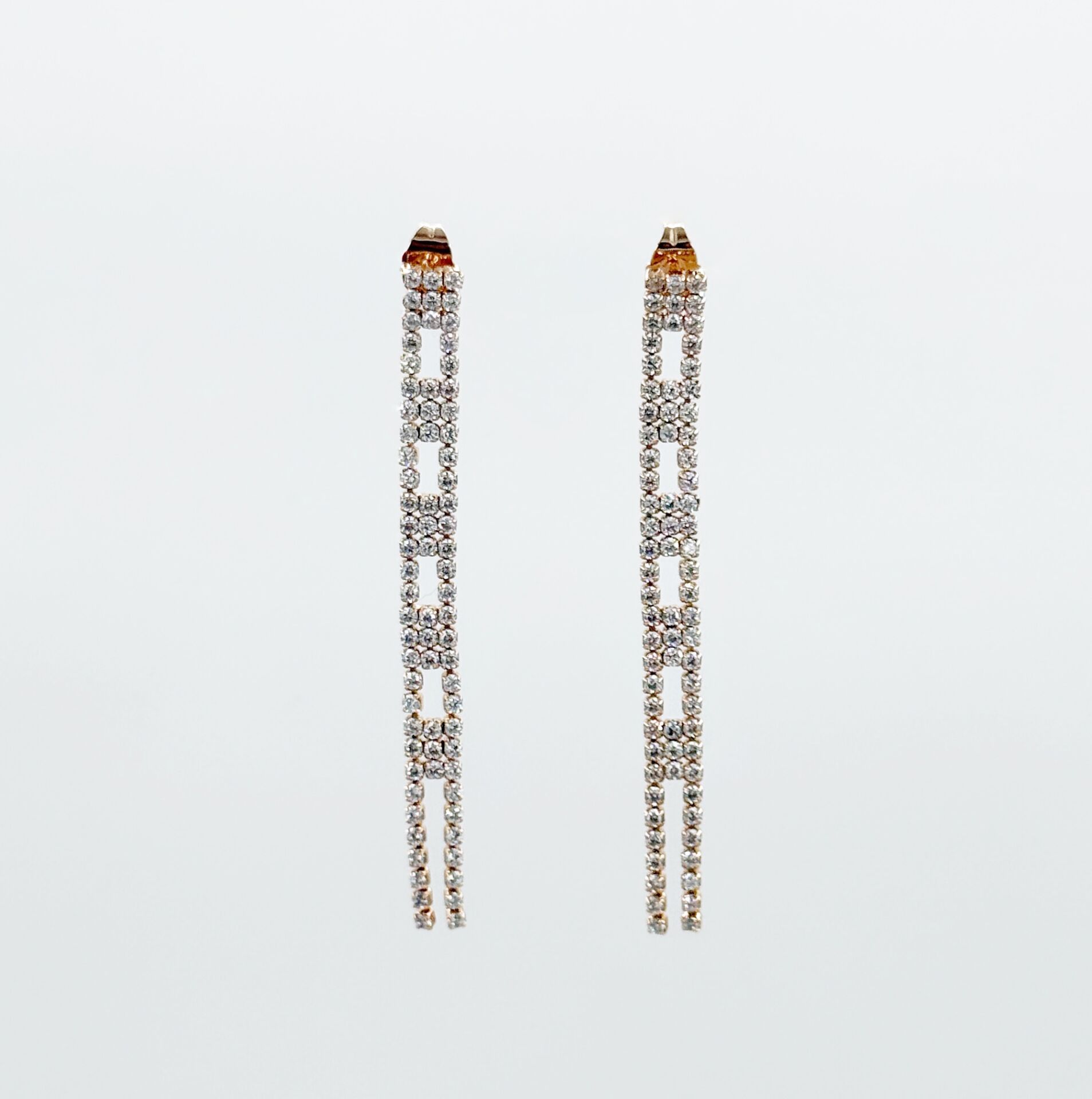 18K Rose Gold Plated Shine Chain Dangle Küpe