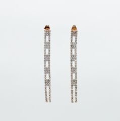 18K Rose Gold Plated Shine Chain Dangle Küpe