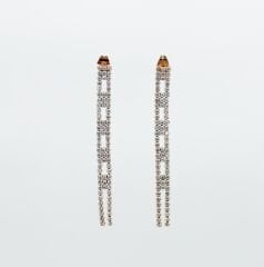 18K Rose Gold Plated Shine Chain Dangle Küpe