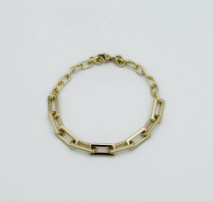 14K Gold Plated Rectangle Ataç Zincir Bileklik