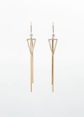 18K Rose Gold Plated Triangle Chain Drop Küpe