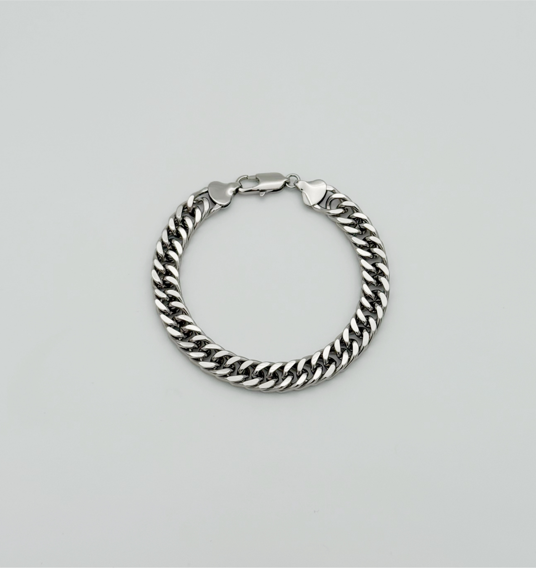 White Gold Plated Sık Sıralı Büyük Boy Gurmet Bileklik