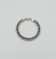 White Gold Plated Sık Sıralı Büyük Boy Gurmet Bileklik