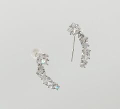 White Gold Plated Shine Bunch Stud Küpe