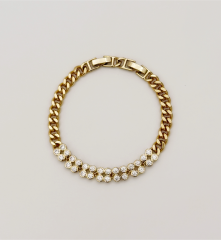 14K Gold Plated Çift Sıra Su Yolu Zincir Bileklik