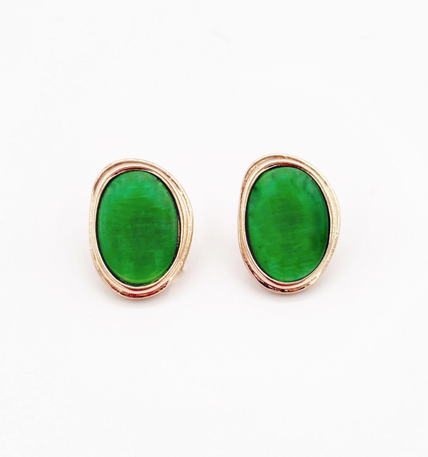 18K Gold Plated Grassy Vintage Stud Küpe