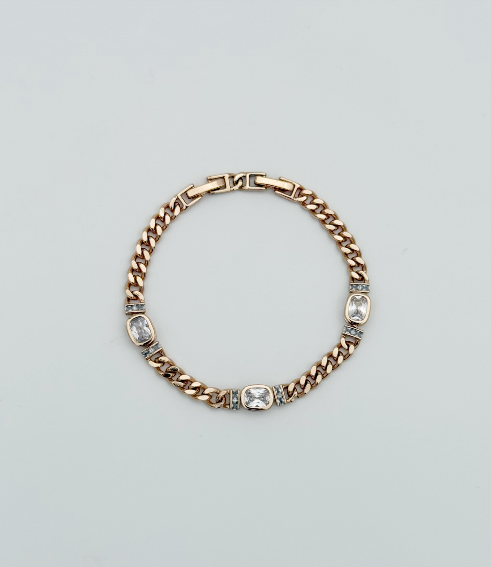 18K Rose Gold Plated Triple Baget Bileklik