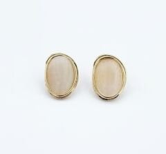 18K Gold Plated Jelly White Vintage Stud Küpe