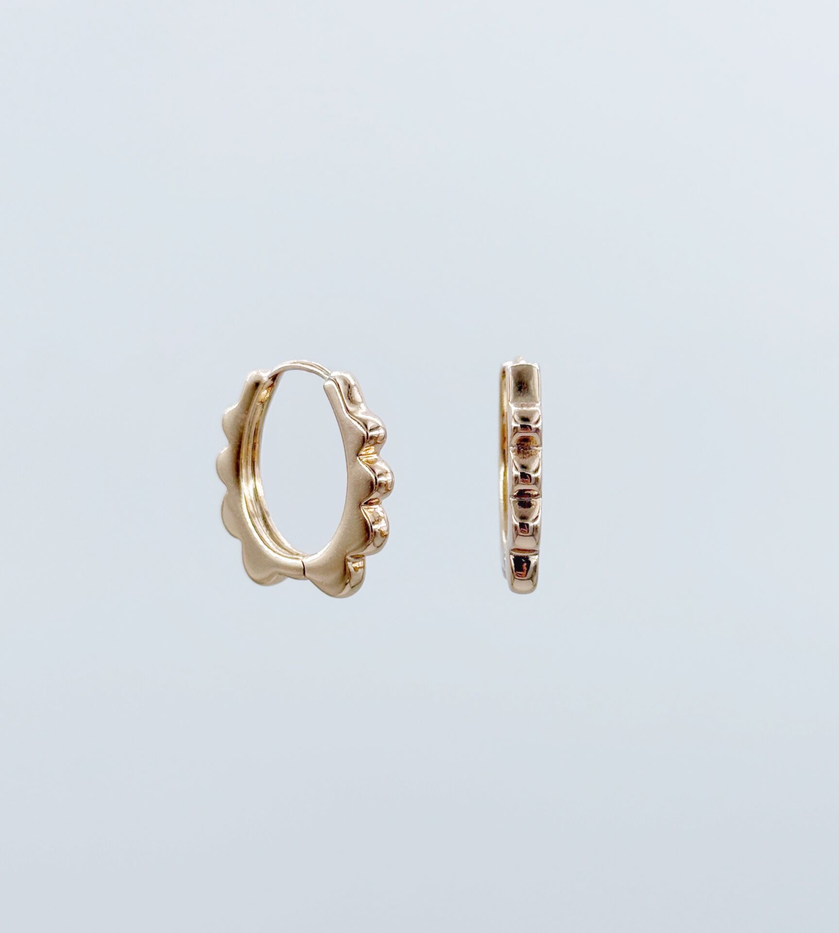 18K Rose Gold Plated Wave Hoop Küpe