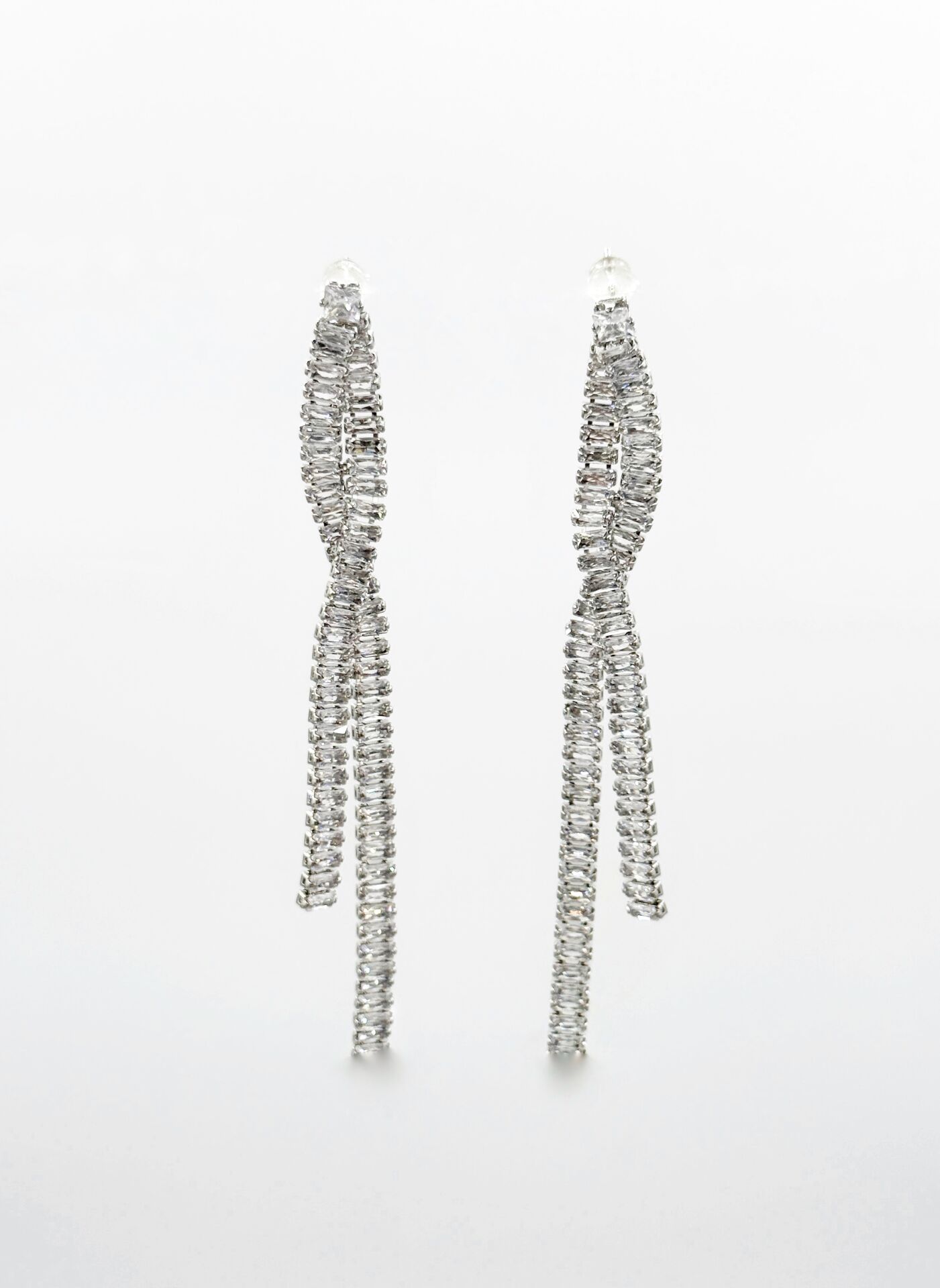 White Gold Plated Shining Road Dangle Küpe