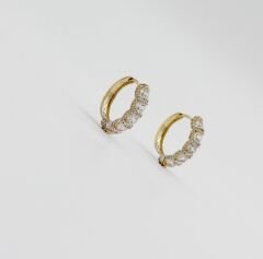 14K Gold Plated Cinq Pierres Hoop Küpe
