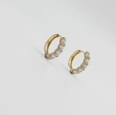 14K Gold Plated Cinq Pierres Hoop Küpe