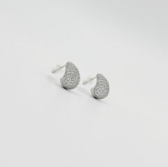 White Gold Plated Brillante Mois Stud Küpe