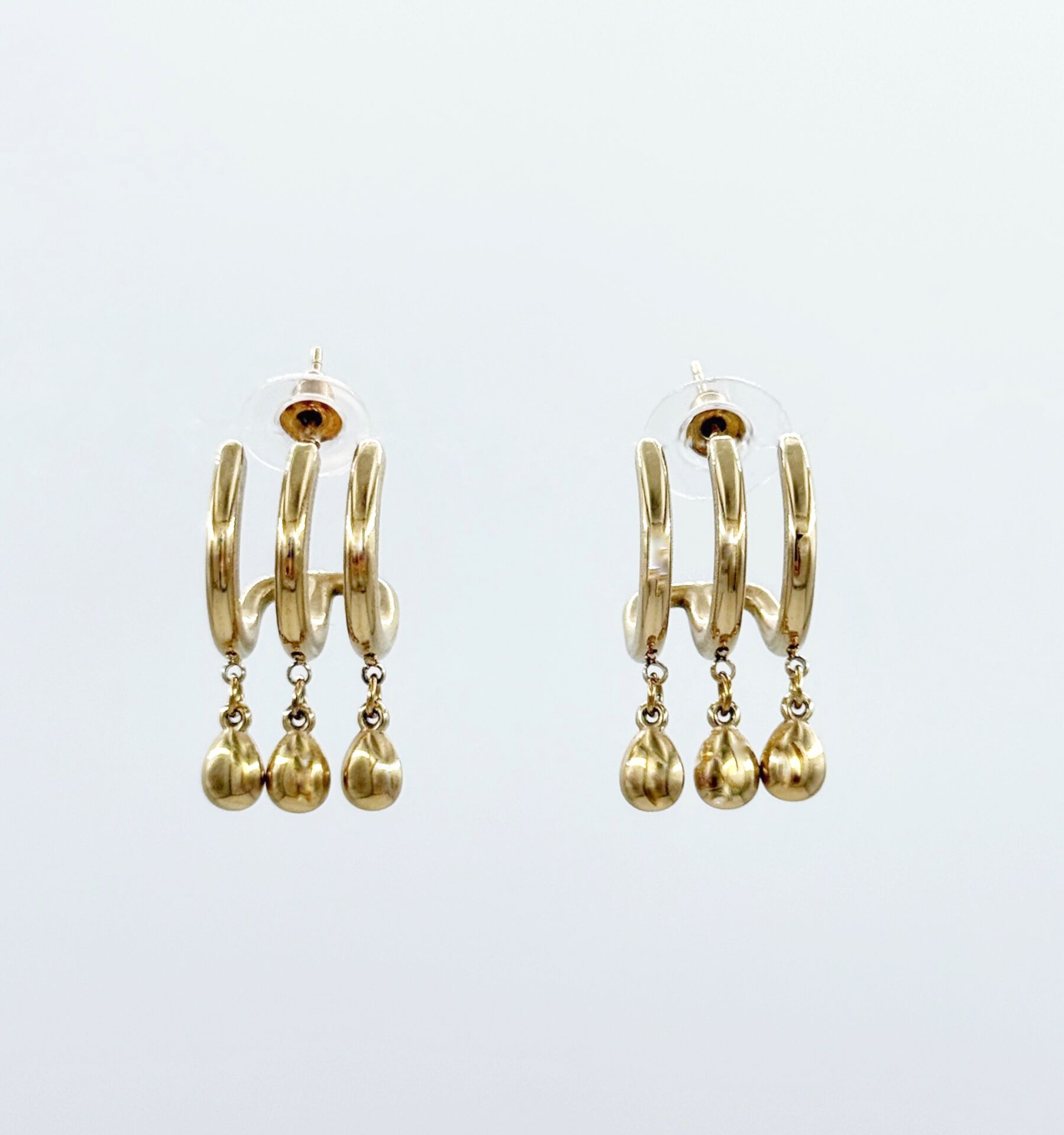 14K Gold Plated Tria Circle Stud Küpe